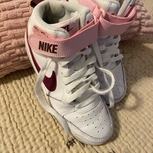 Nike White and Pink High-Top Sneakers